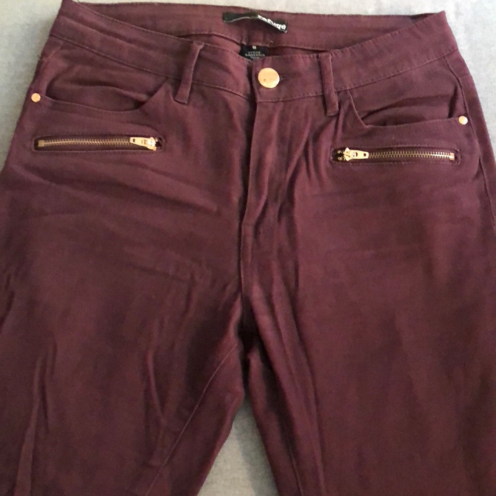 Donating soon! High waist burgundy skinny jeans